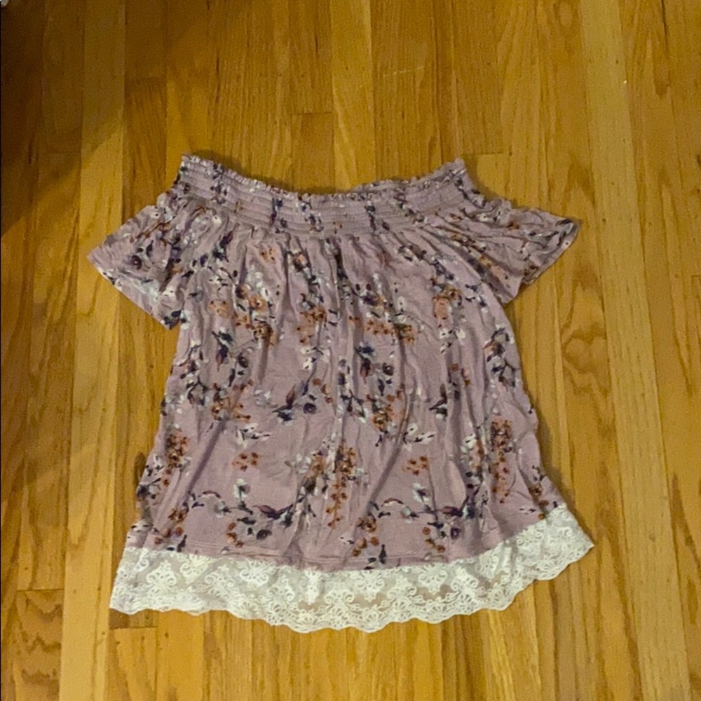Off shoulder purple top